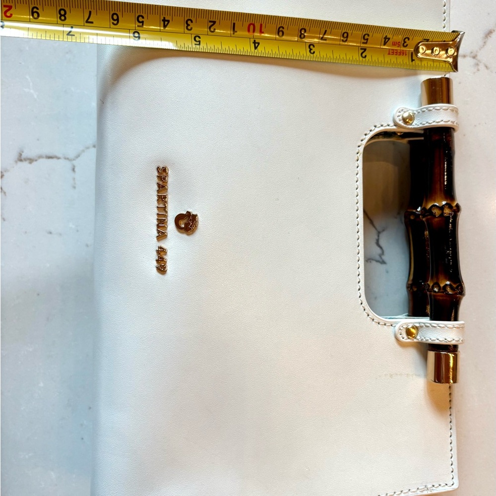 Spartina 449 Vegan Leather Bag - White with Bamboo Handle - Picture 6 of 12